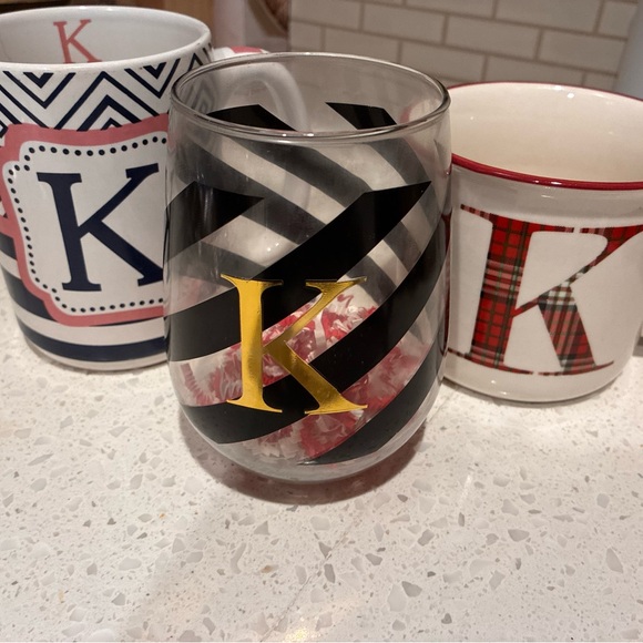 big lots Other - Mug Monogram Letter K Initial Coffee cups lot wine glass striped